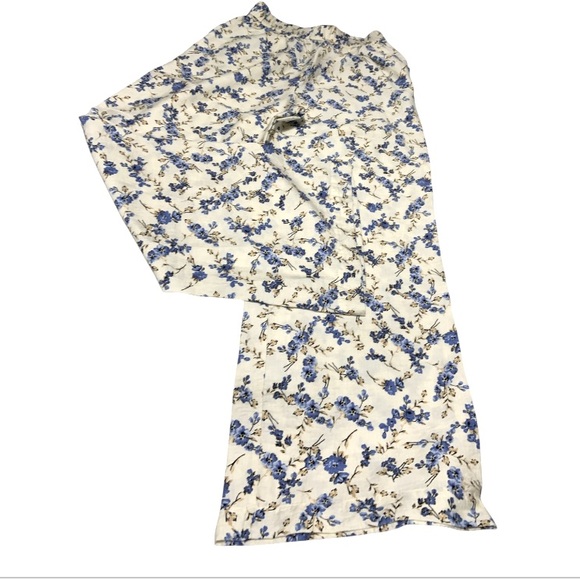 A new Day Floral Cream and Blue Women's Pants Wide Leg size S - Picture 3 of 6